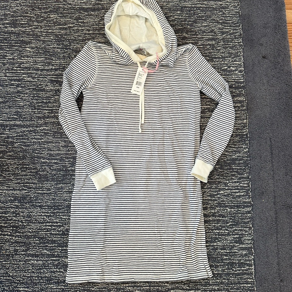 Vineyard Vines Blue and White Striped Hooded Coverup Dress